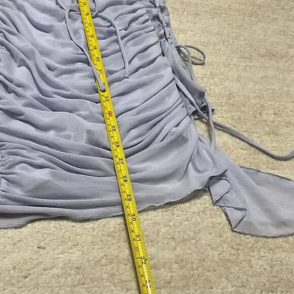 Y2K Style Whimsigoth Fairy Long Sleeve Ruched Mini Dress Purple Oh Polly Size 2 - Picture 7 of 8